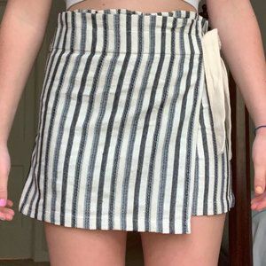 black, blue, white stripe mini skort